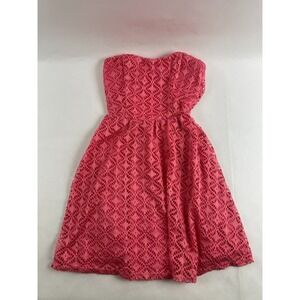 Bongo Dress Women's Size Small Pink Short Strapless Lace Dress Padded